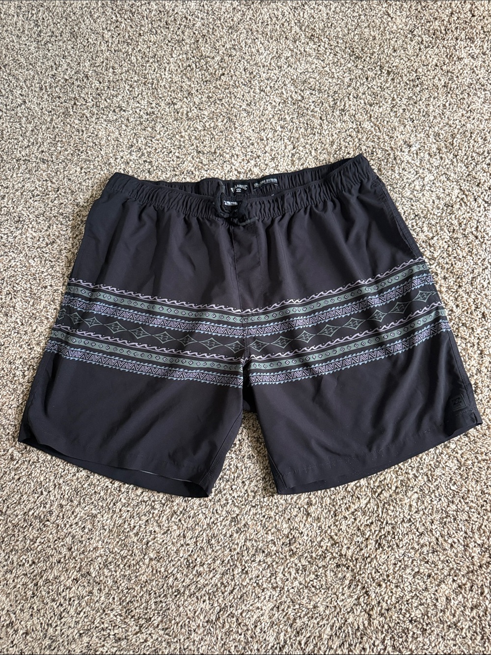 Men's Billabong Black shorts with Subtle Geometric Stripe